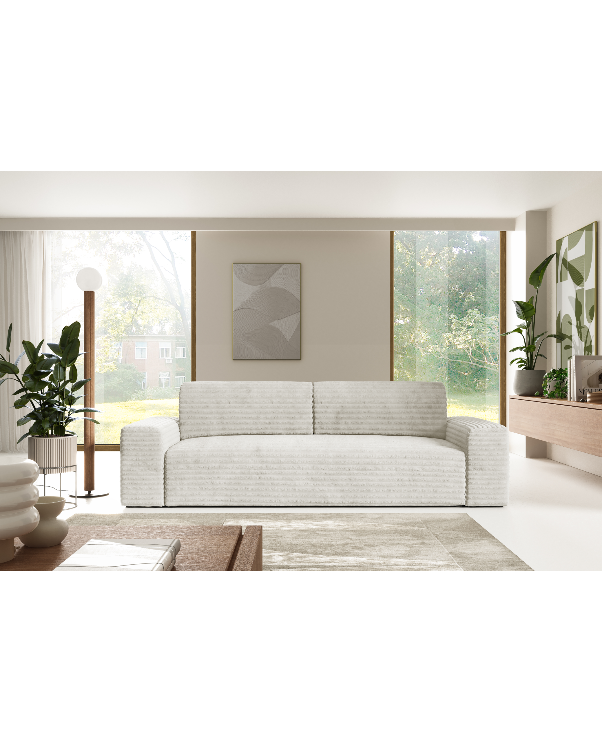 Sofa sztruksowa COCO - funkcja spania, pojemnik - obrazek 2