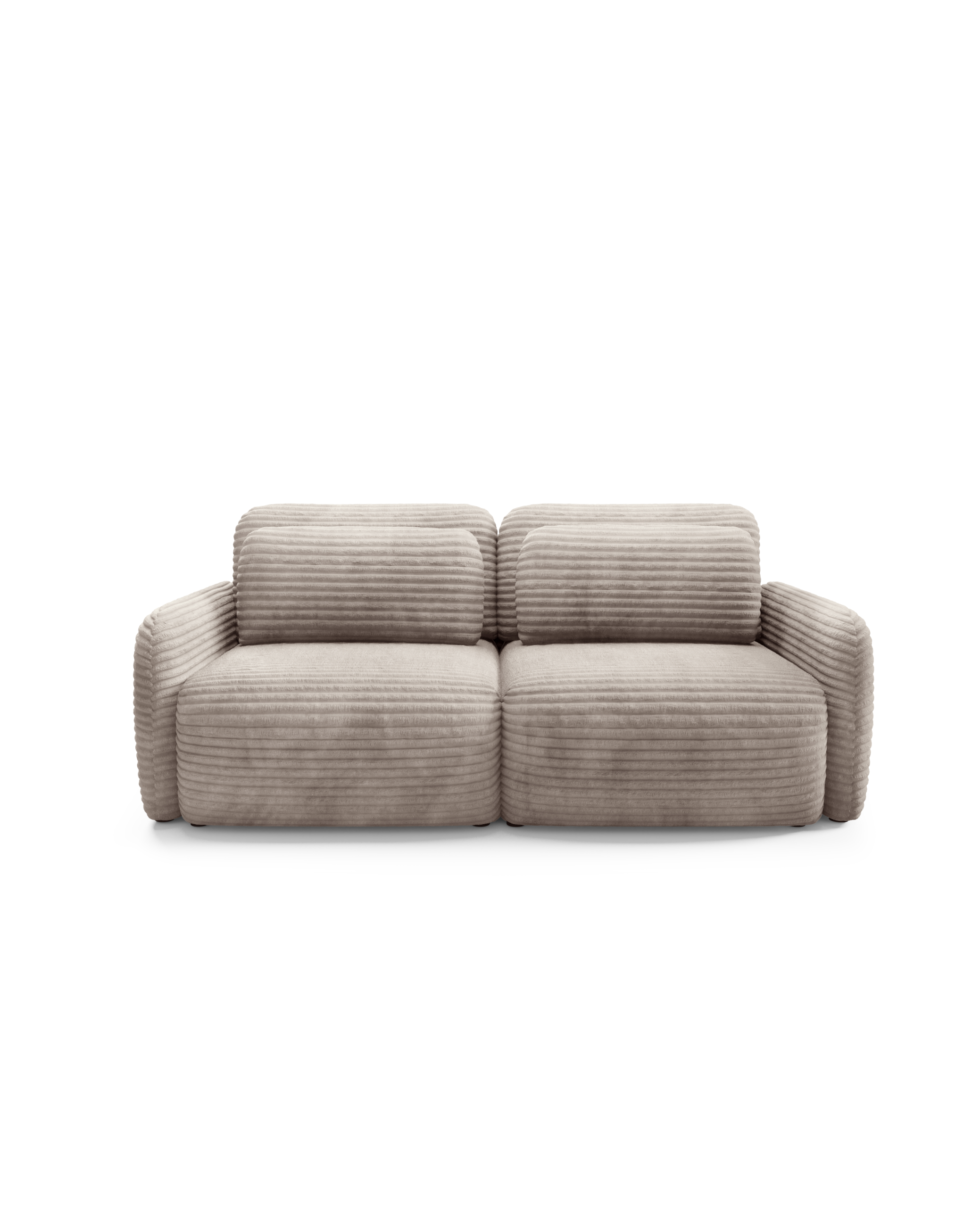 Sofa sztruksowa CLOUD Premium - obłe kształty, funkcja spania, pojemnik - Wybierz szerokość